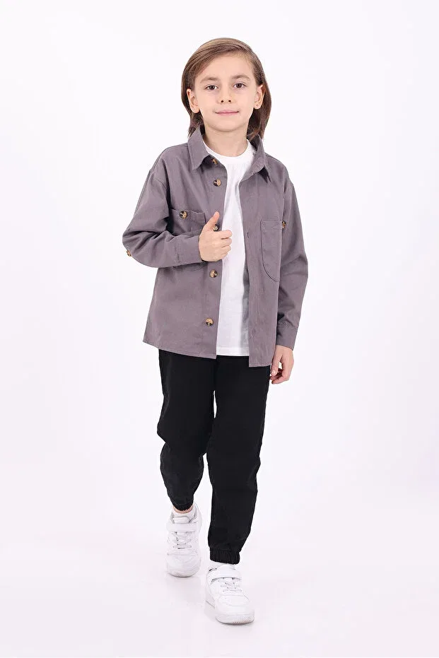 Детский пиджак для девочек с двумя карманами Basics Pollito, Smoke Grey — фото 3
