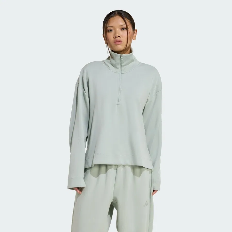 Женский свитшот с четвертью молнии Soft Lux Quarter-Zip adidas, Светло-зеленый