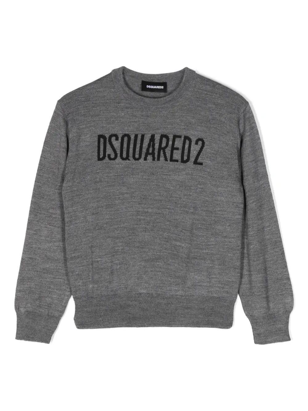 Джемпер вязки интарсия с логотипом Dsquared2 Kids, серый