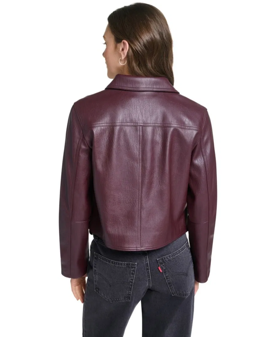Женская куртка-кроп с отложным воротником, с застежкой на кнопках Levi's, Oxblood — фото 4