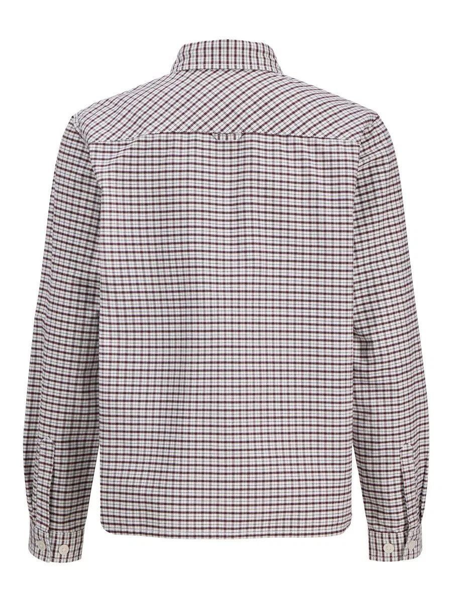 Детская рубашка Jack & Jones Junior стандартного кроя на пуговицах темно-коричневого и белого цвета — фото 3