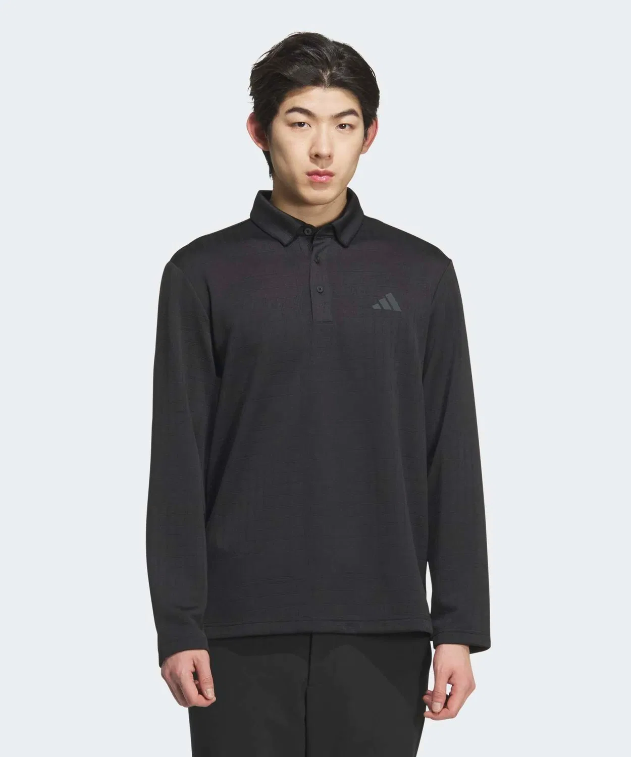 Мужская длиннорукавная поло с монограммным принтом Adidas Golf, Black