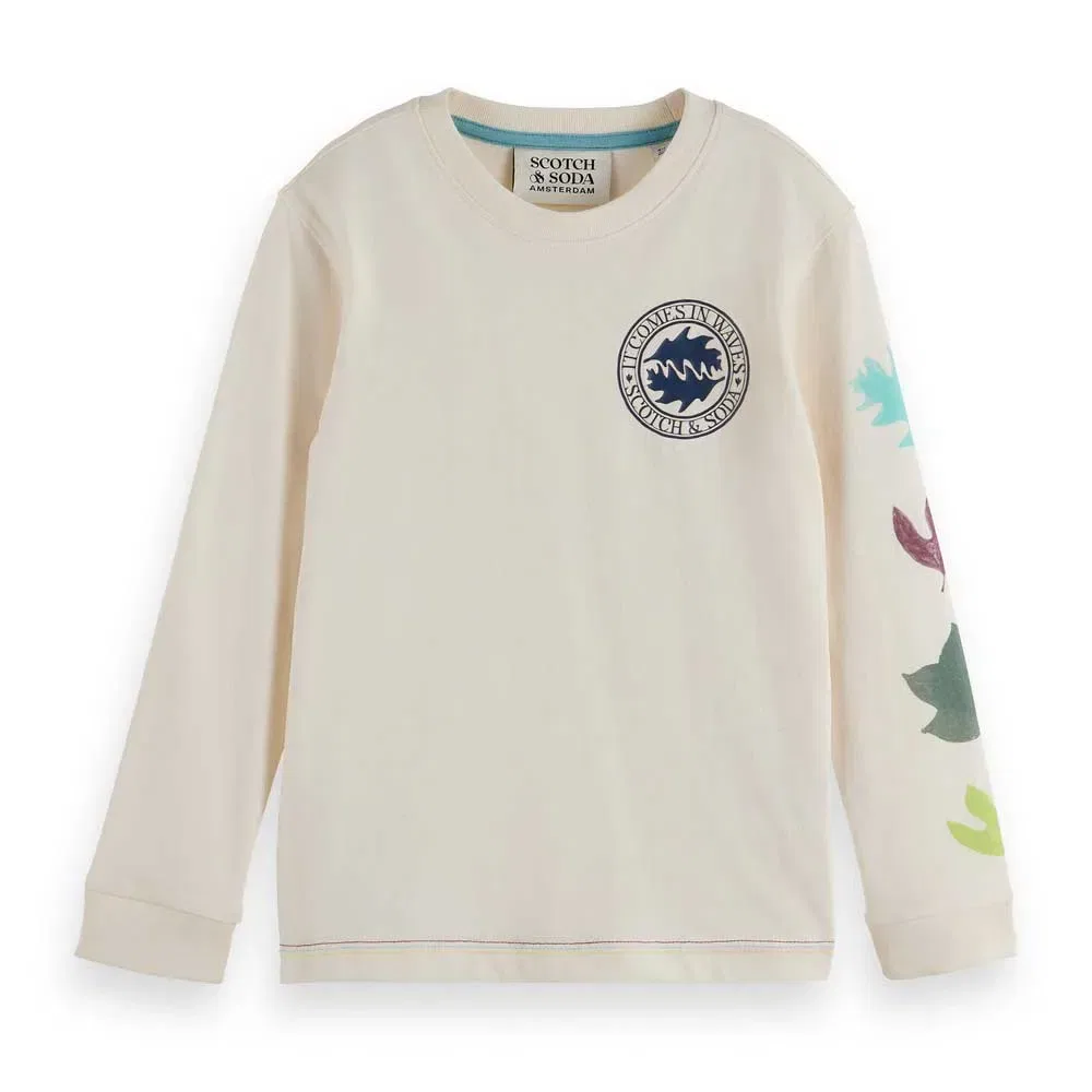 Футболка с длинным рукавом Relaxed Fit Artwork Scotch & Soda, бежевый