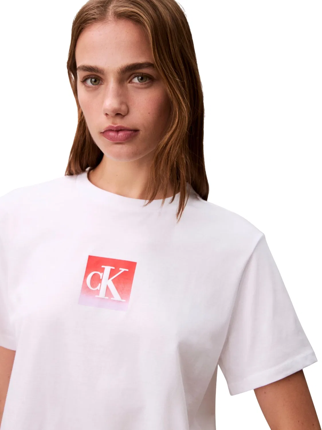 Женская футболка с коротким рукавом Classic Boxed Monogram Calvin Klein, White (Bright White) — фото 3