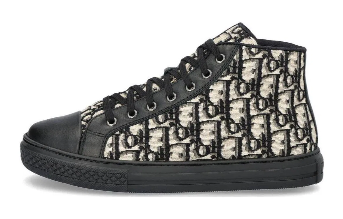 Детские высокие кеды для скейтбординга с принтом Dior Oblique, High top Kids' Skateboarding Shoes, DIOR, черный, Бежевый
