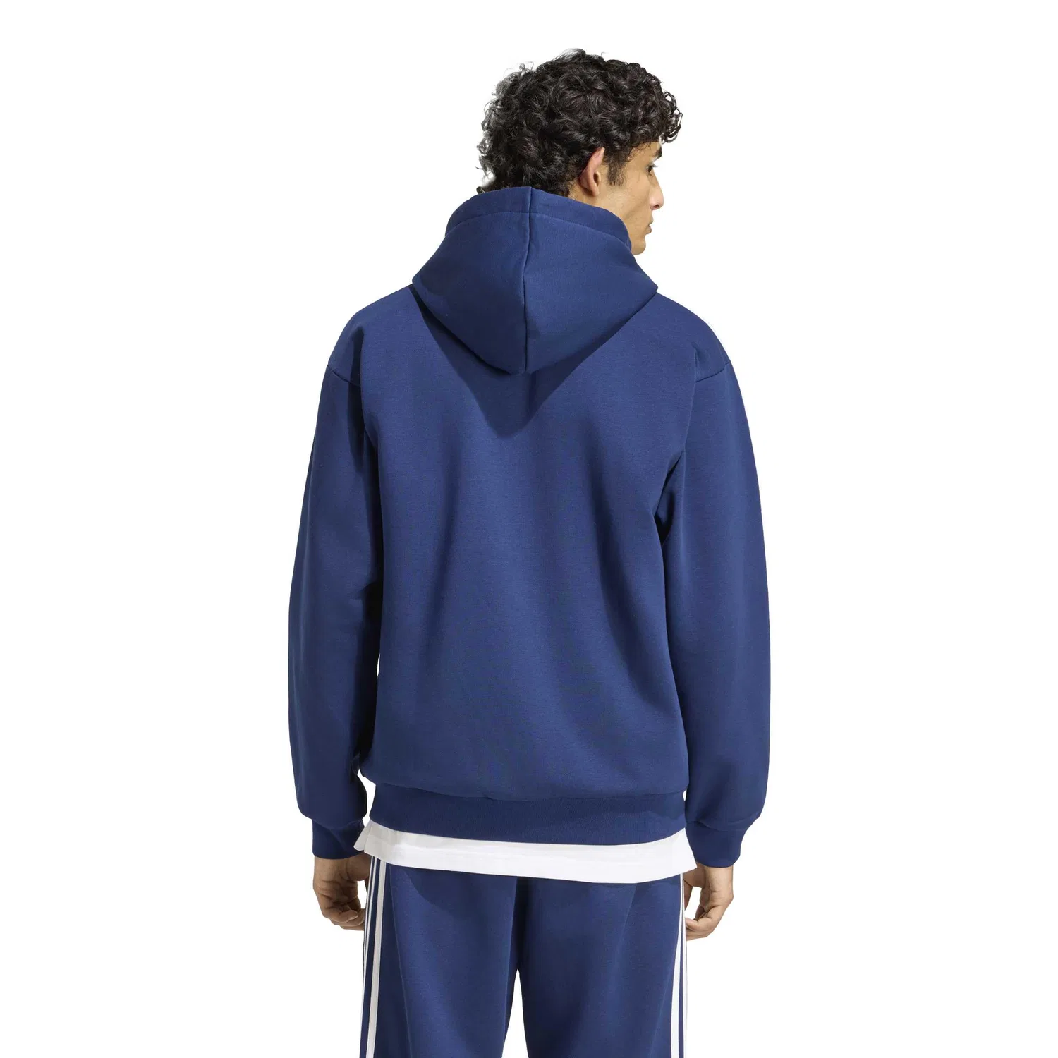 Мужской худи на молнии с флисом и тремя полосками adidas, Team Navy Blue 2/White — фото 2