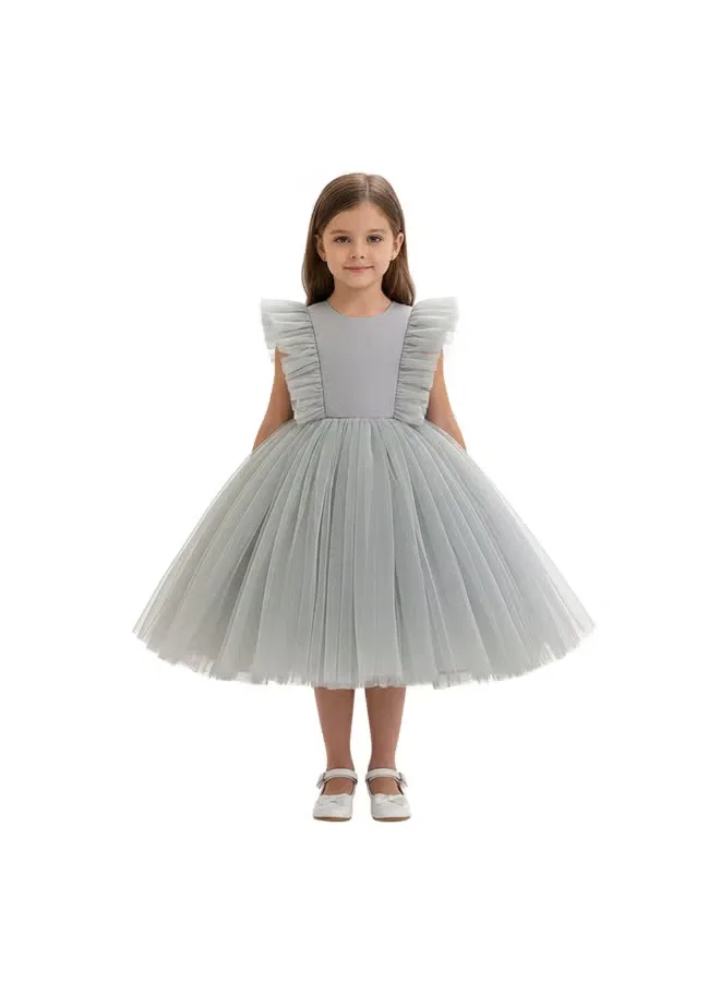Платье с пышной юбкой из фатина Tulle party dress D'Daniela, светло-серый