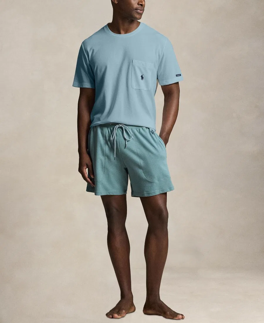 Мужская пижамная футболка с коротким рукавом из легкой сетки Polo Ralph Lauren, Sage/Cruise Navy Polo Player