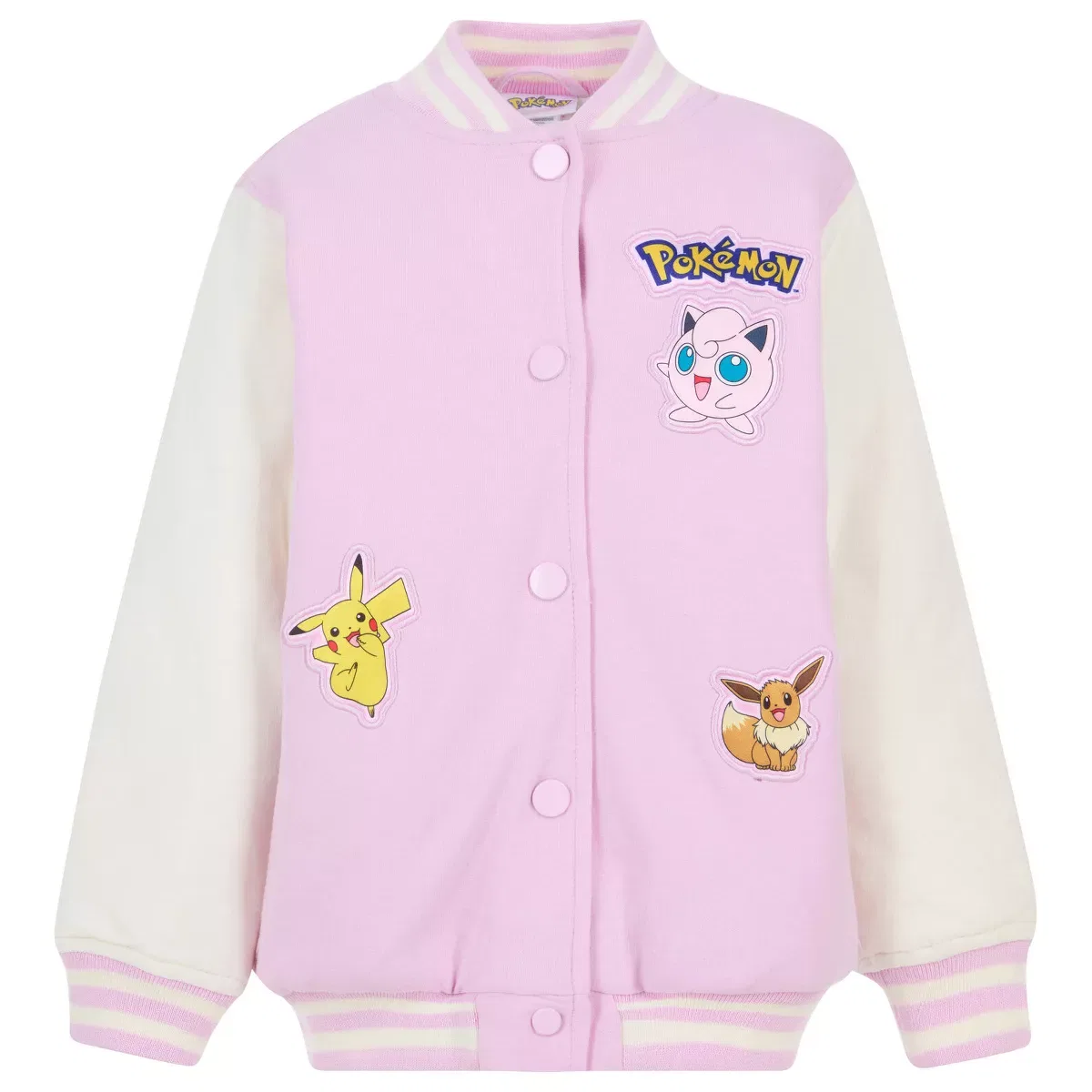 Детское пальто для девочек с принтом Pokemon French Terry Varsity Bomber Jacket, Pink