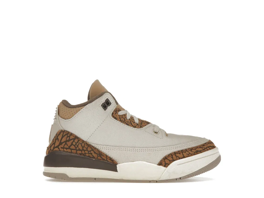 Детские кроссовки Lifestyle с принтом слоновьей кожи Jordan 3 Retro Jordan, Light Orewood Brown/Metallic Gold/Light British Tan/Palomino
