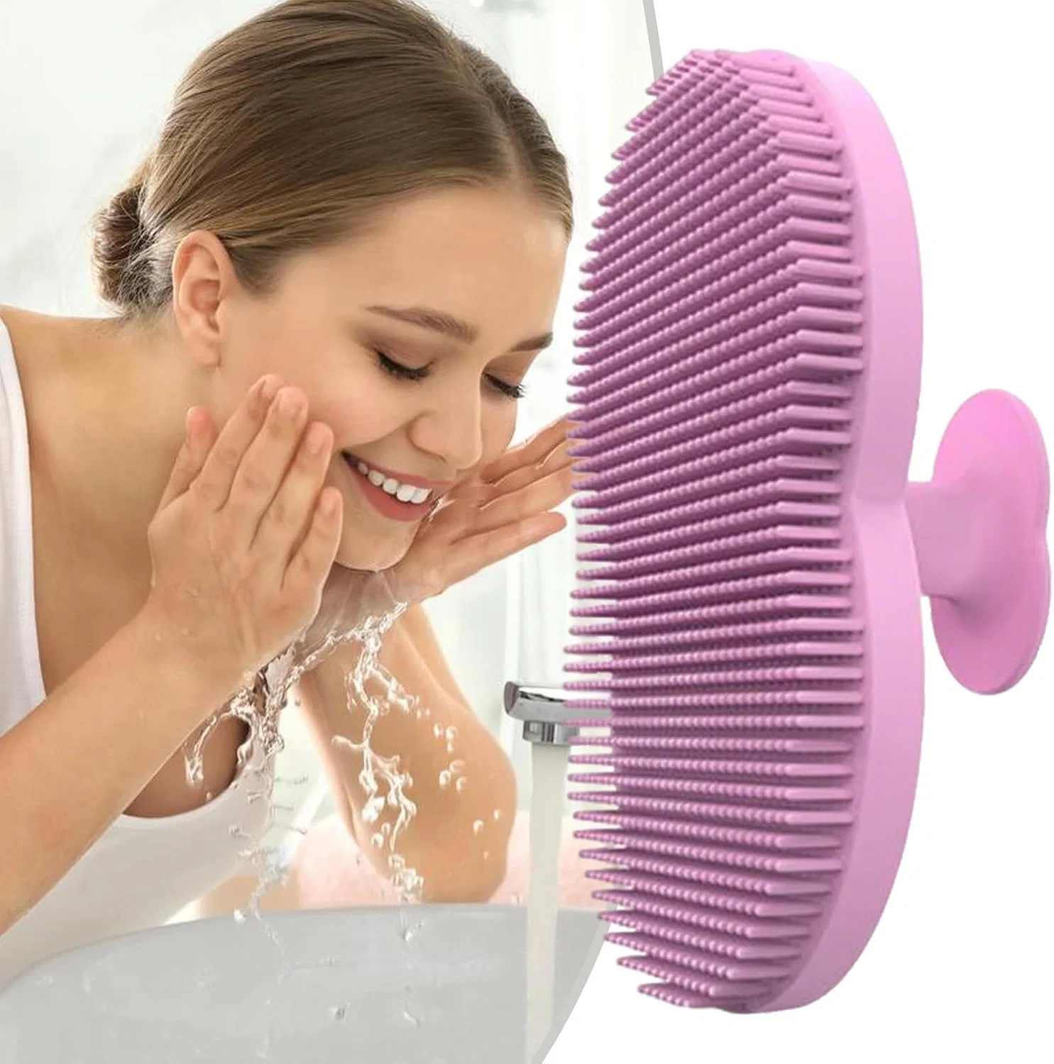 Силиконовая щетка для лица и тела Glugahrif, 1 шт., 7.8x5.3x3.2 см, Pink — фото 3