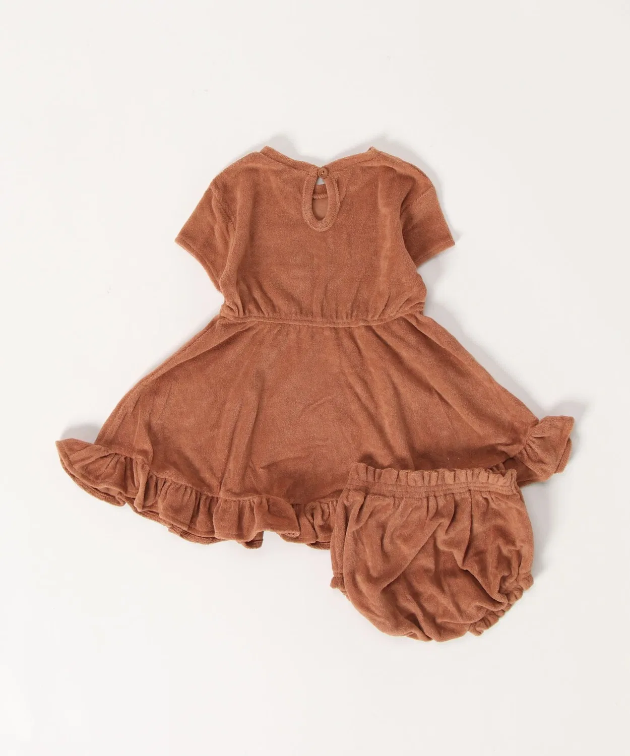 Детский комплект из платья и шорт из махровой ткани Amber Rylee + Cru, Brown — фото 2