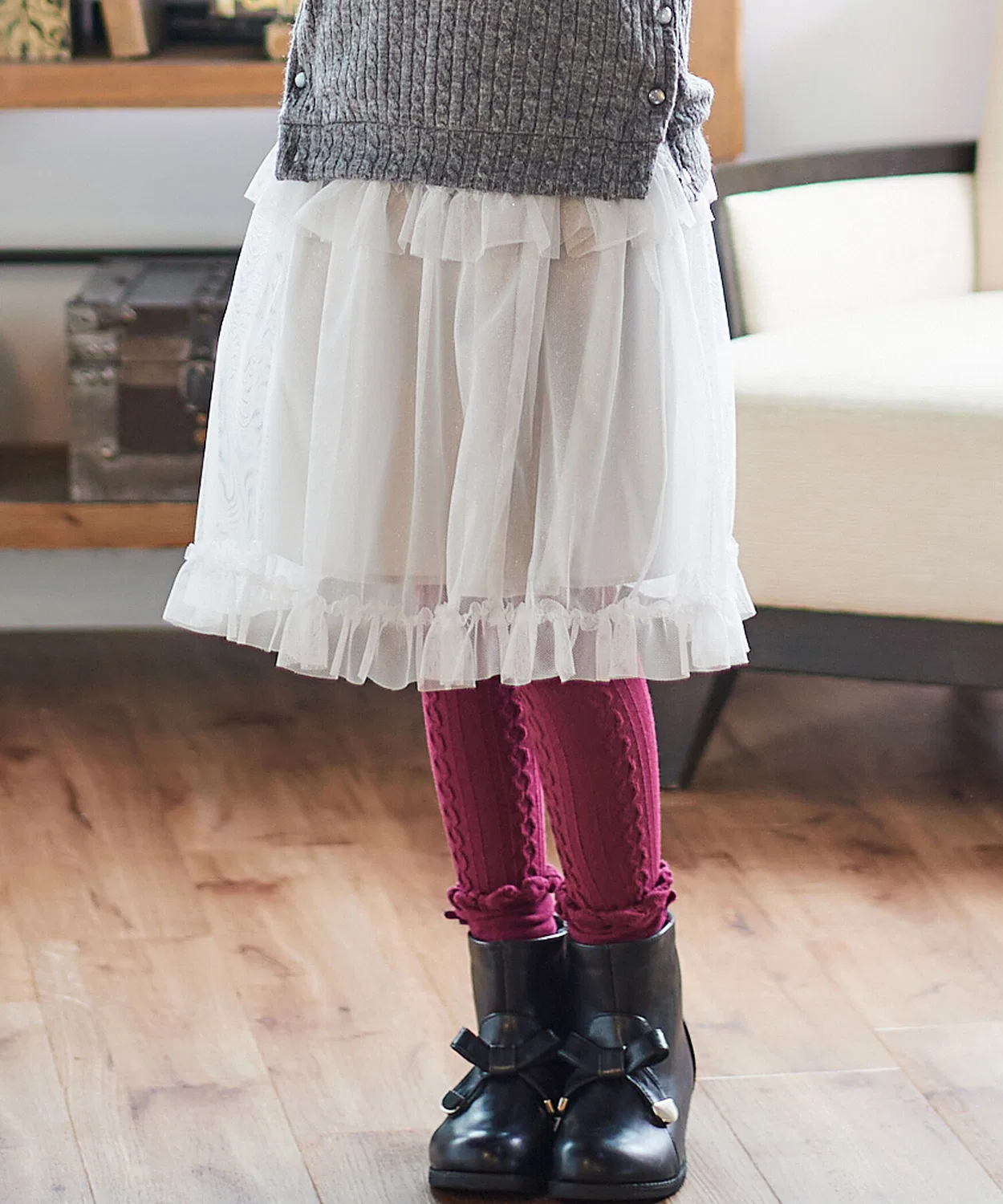 Детская юбка с блестками и воланами BeBe, Off White