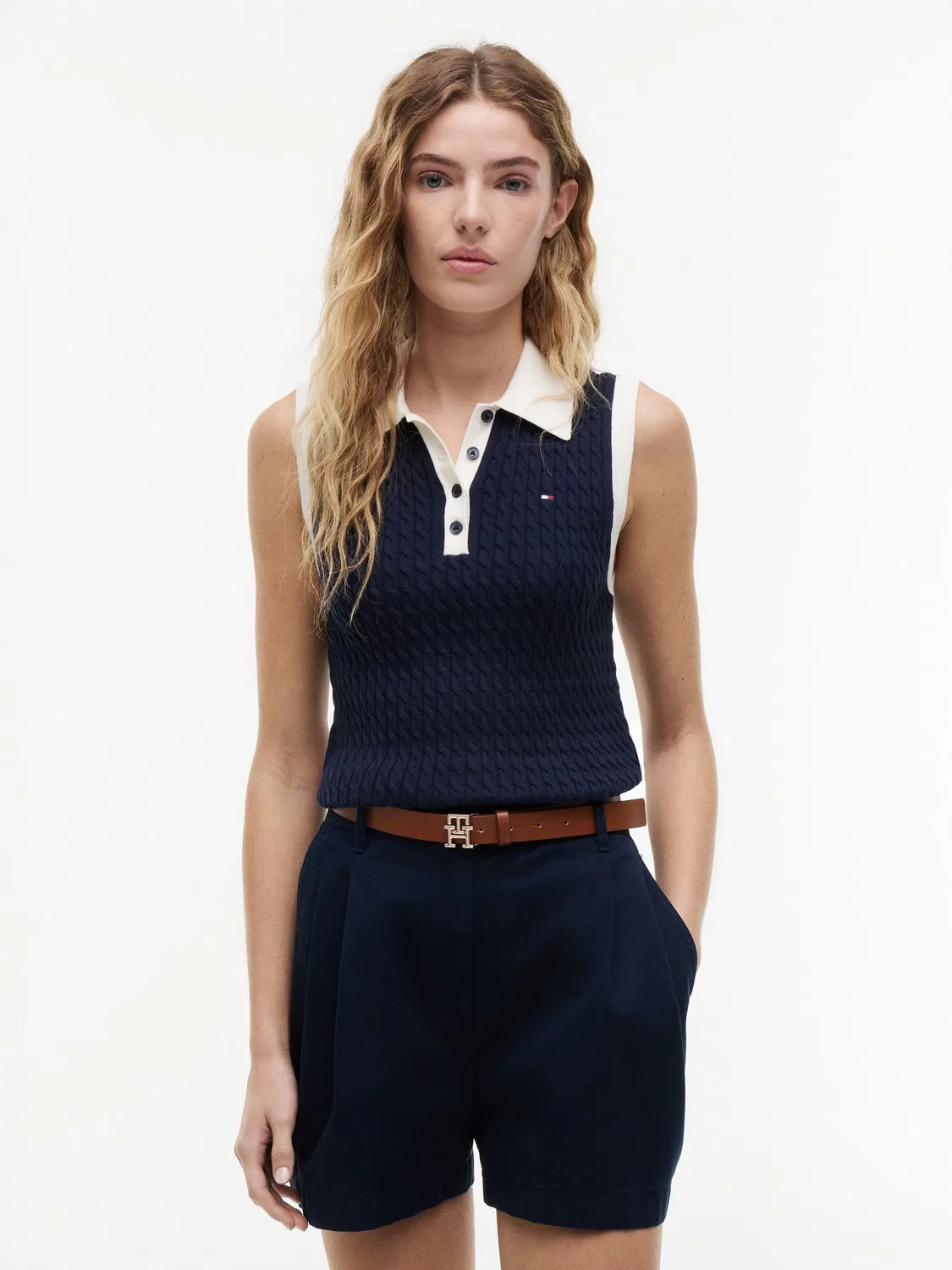 Джемпер-поло с косами, Slim Fit Tommy Hilfiger, синий
