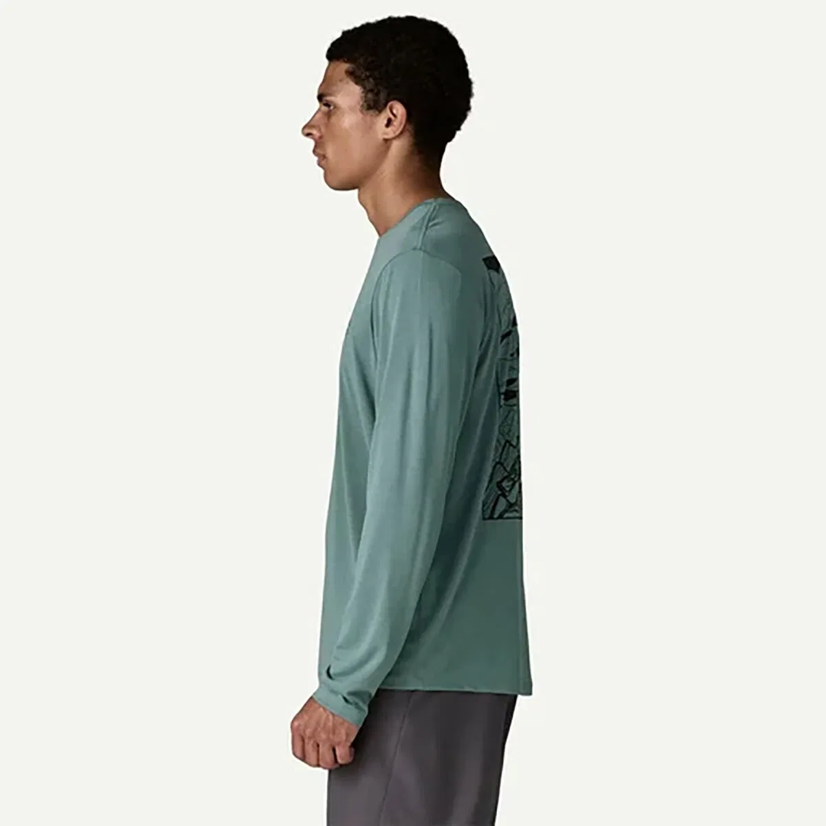 Мужская футболка с длинным рукавом с принтом Capilene Cool Cloud Crag Patagonia, Blue Sage / Light Blue Sage X-Dye — фото 4