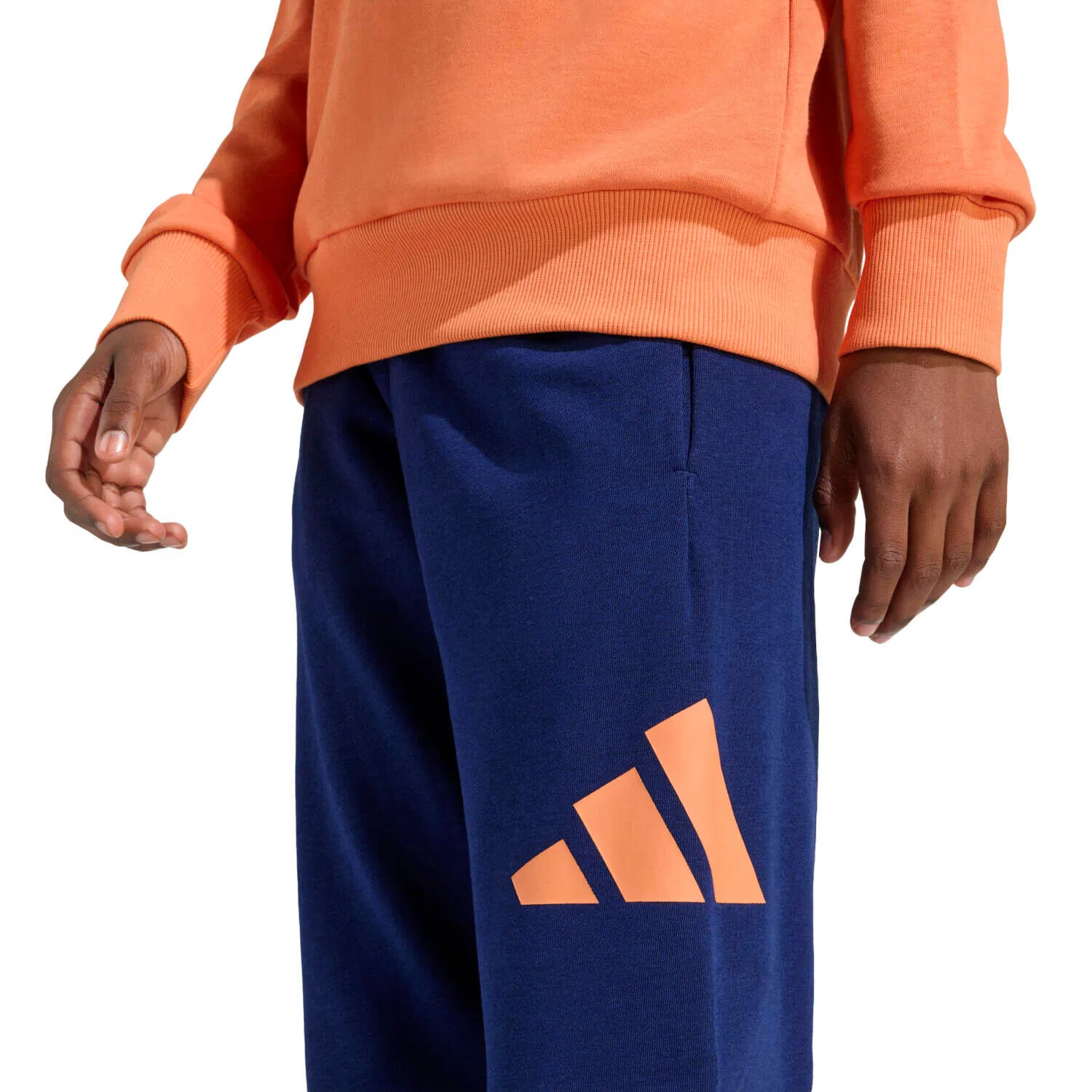 Детский спортивный костюм из футера Essentials Adidas, Mango Navyblau Orange — фото 2