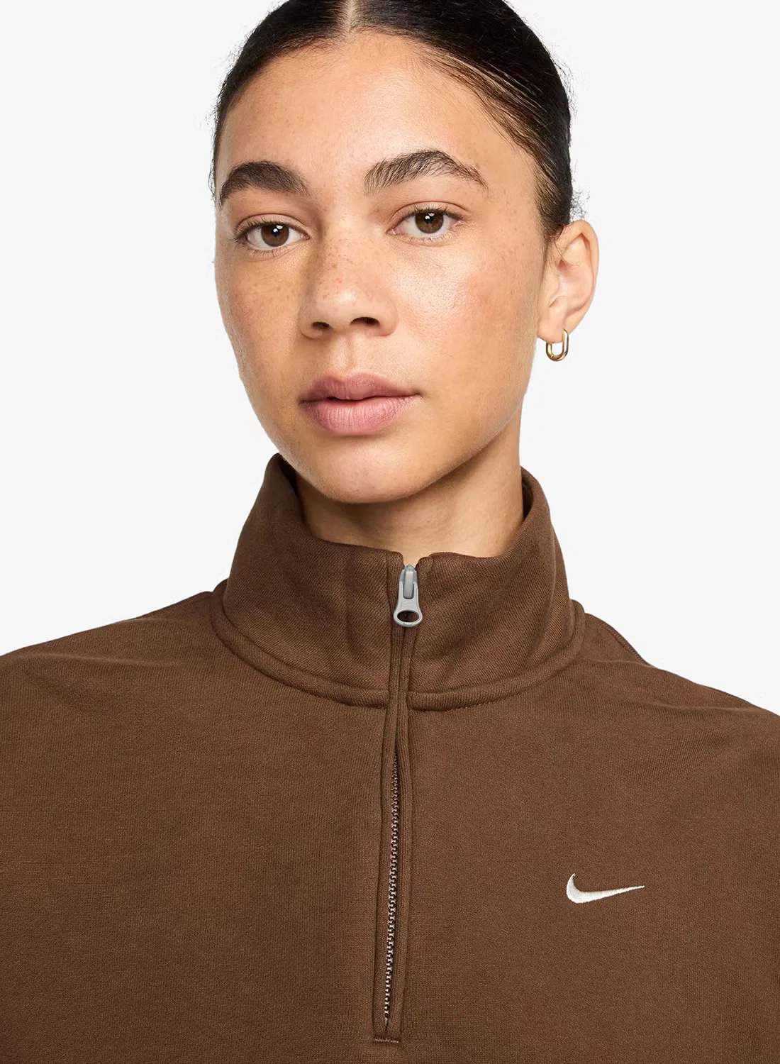 Свитшот с длинным рукавом укороченный Studio fleece Nike, коричневый — фото 3