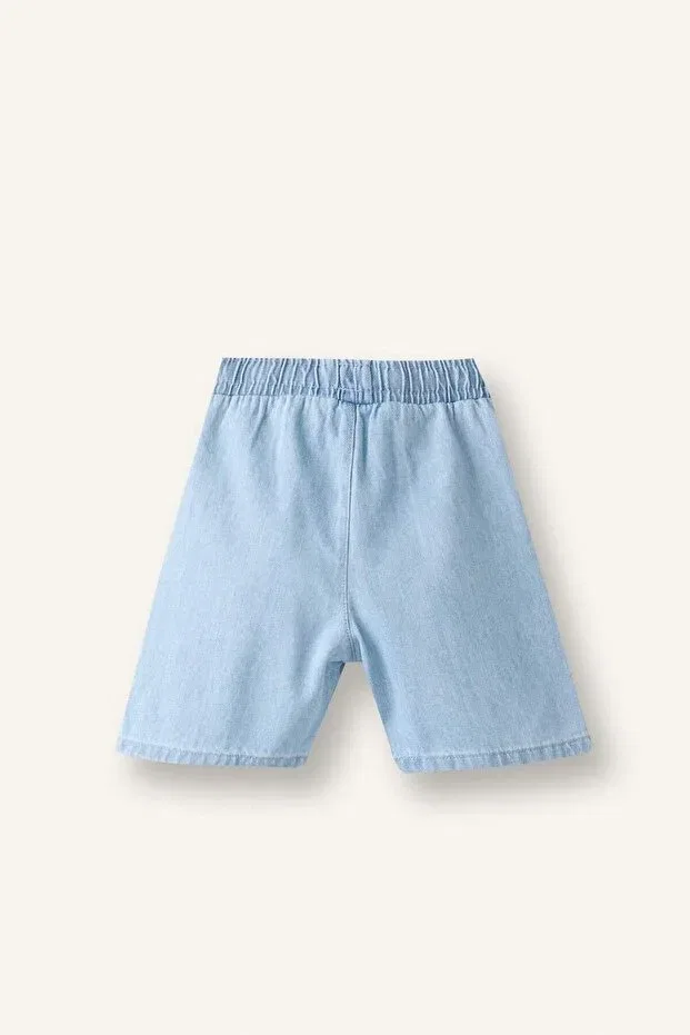 Детские шорты для мальчиков джинсовые Elastic tie waist jean light blue shorts baby boy h8191a526hs Defacto, Blue-Nm39 — фото 3