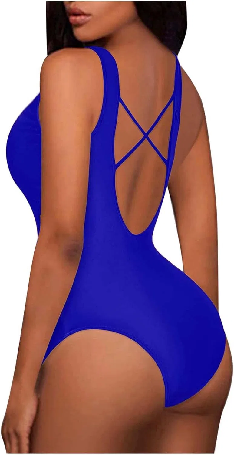 Женский цельный купальник с утяжкой живота One Piece Swimsuit, Blue — фото 2