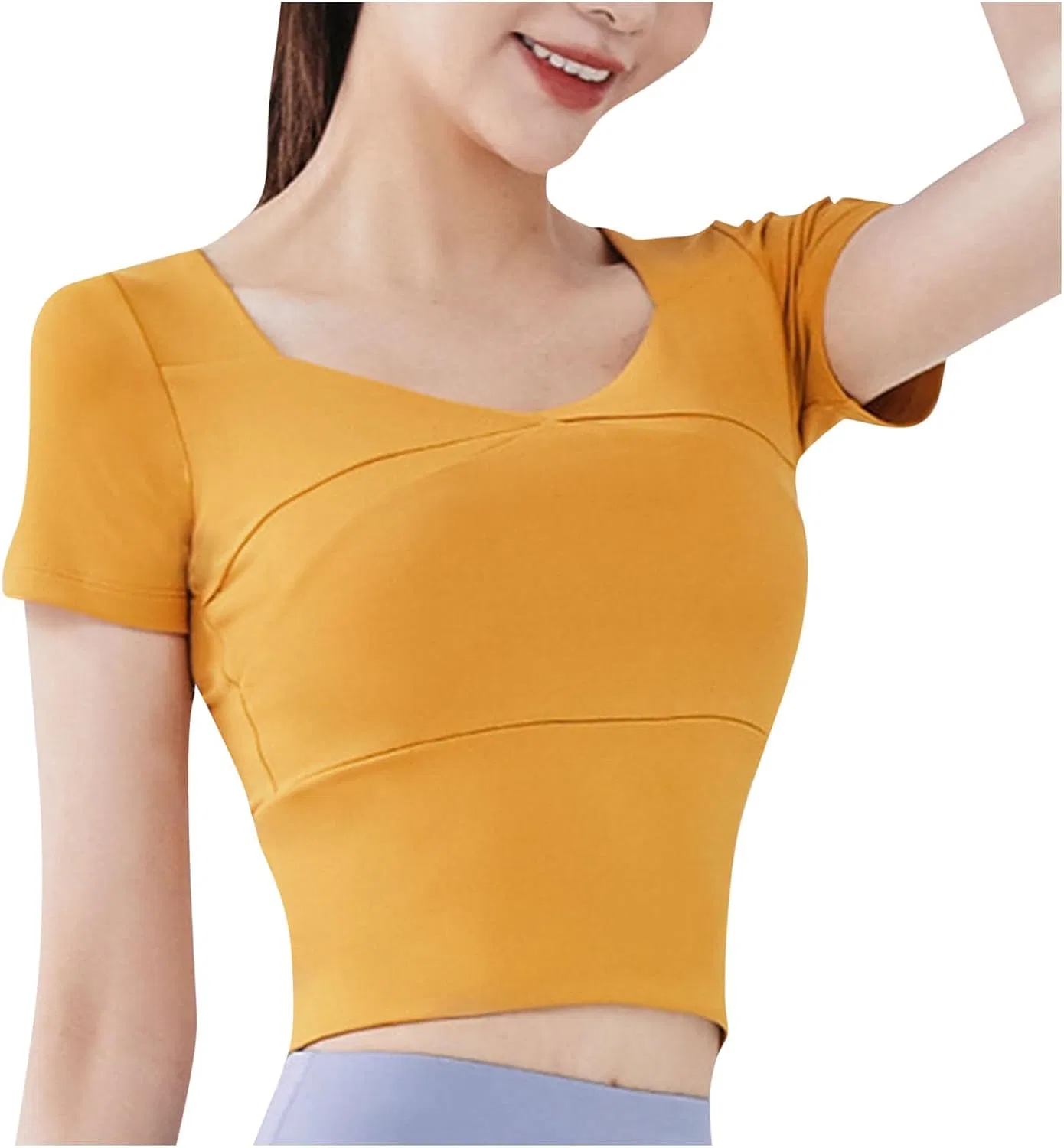 Женский топ для йоги с встроенным бюстгальтером, Yellow