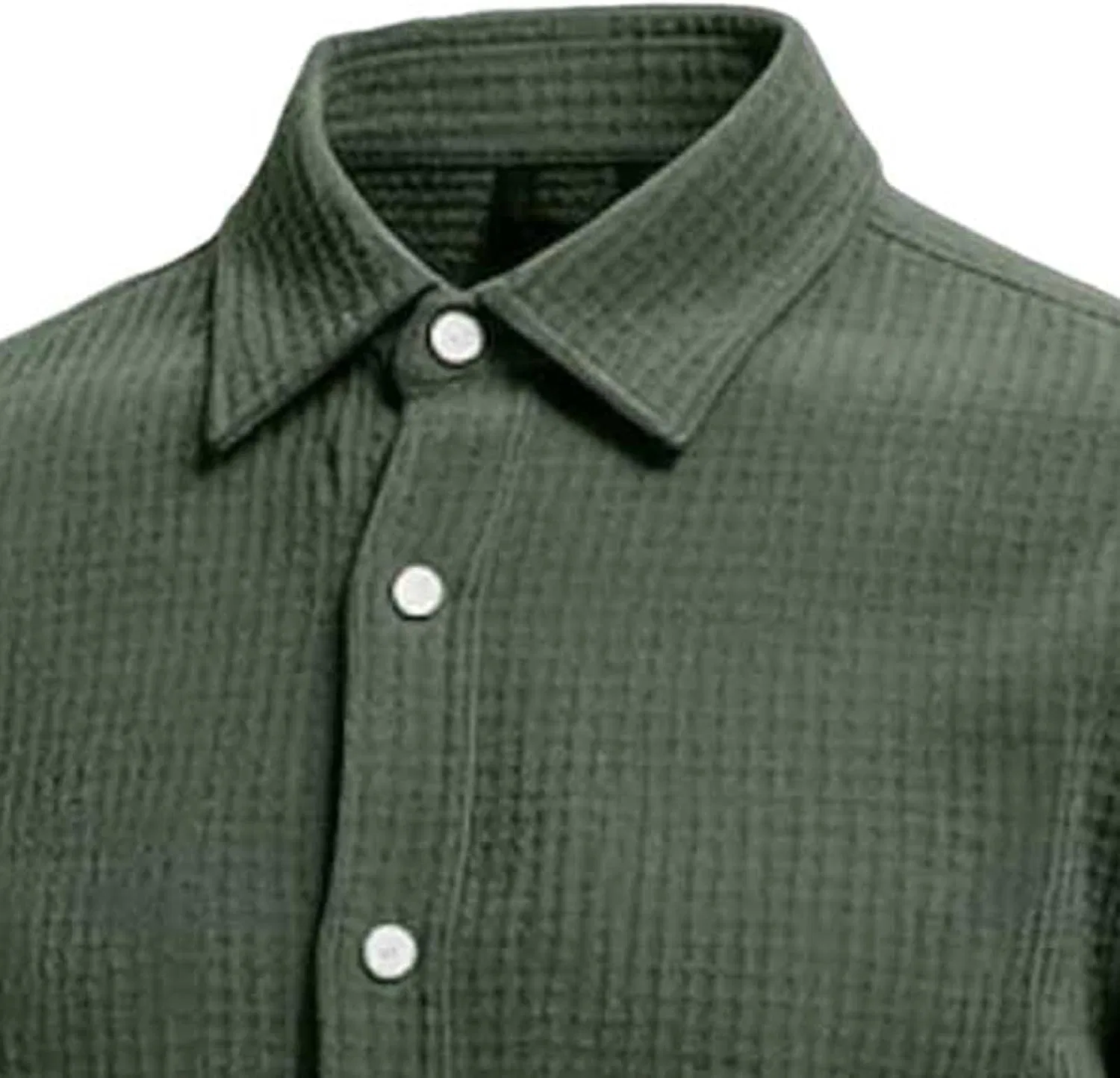Мужская рубашка с принтом Classic Jacquard Plaid, армейский зелёный — фото 4