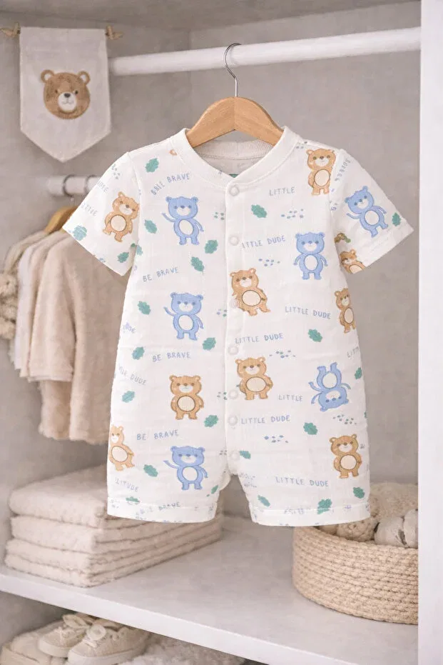 Детский комбинезон с коротким рукавом с принтом brave little bear Omy, Brave Little Bear — фото 4