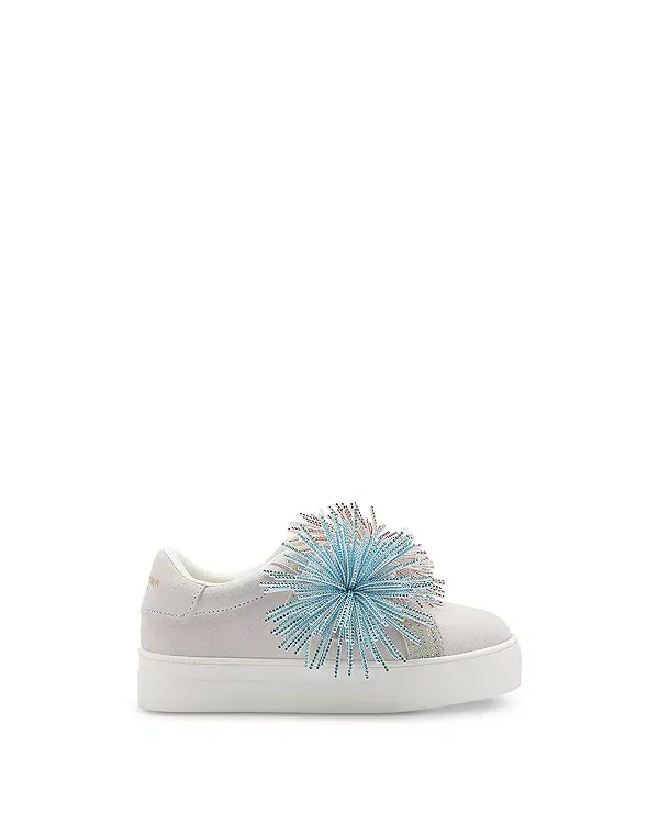 Детские кроссовки для девочек с бахромой Mini Laney Fringed Leather Sneakers Kurt Geiger London, белый — фото 2
