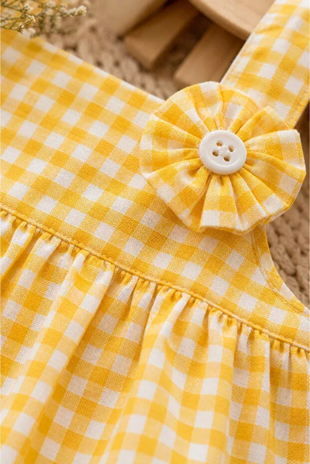 Детский комплект платьев для девочек с рюшами на бретелях Yalçınoğlu Kids, Yellow — фото 4