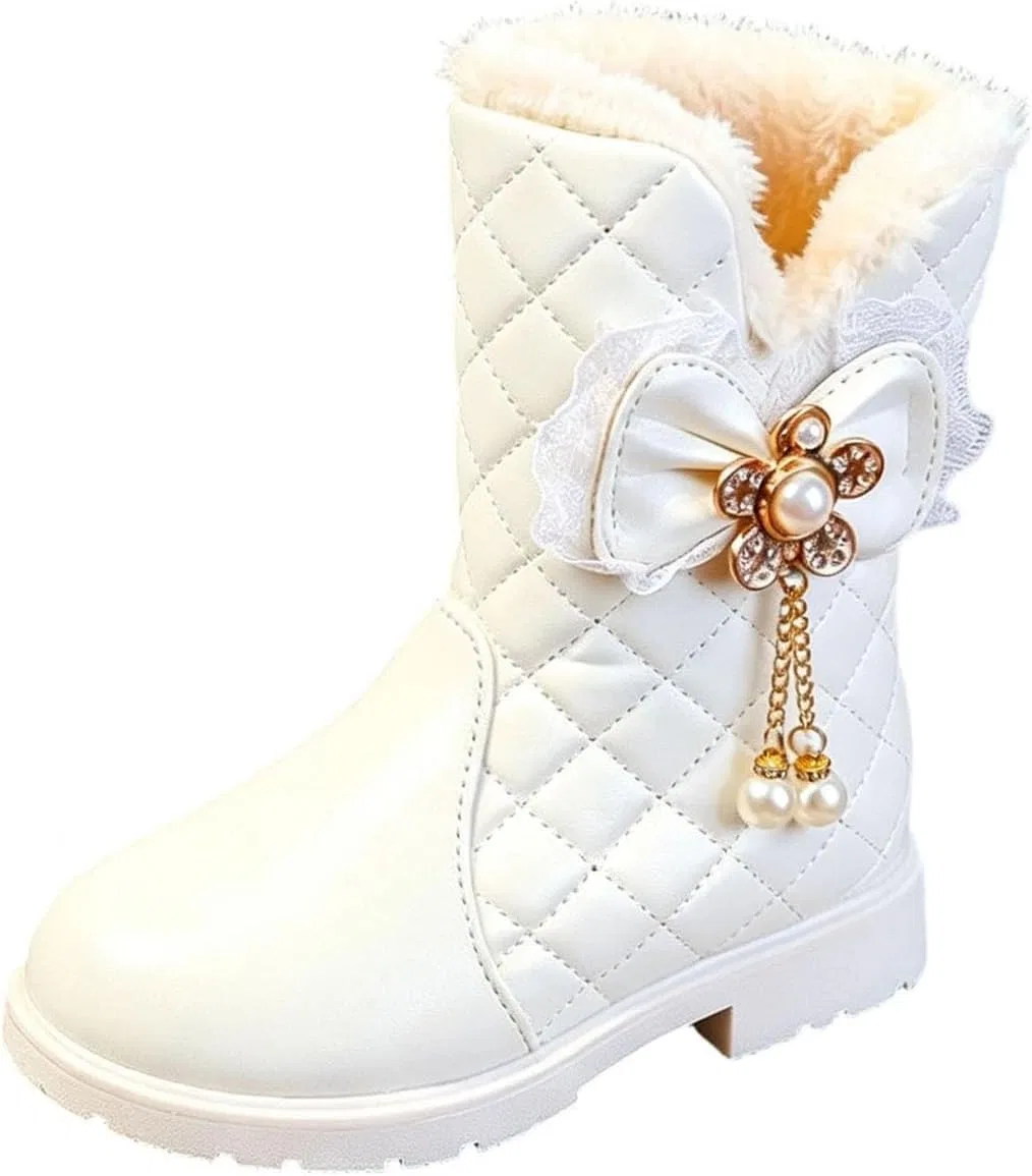 Детские сапоги для девочек с бантом SHOPESSA, White
