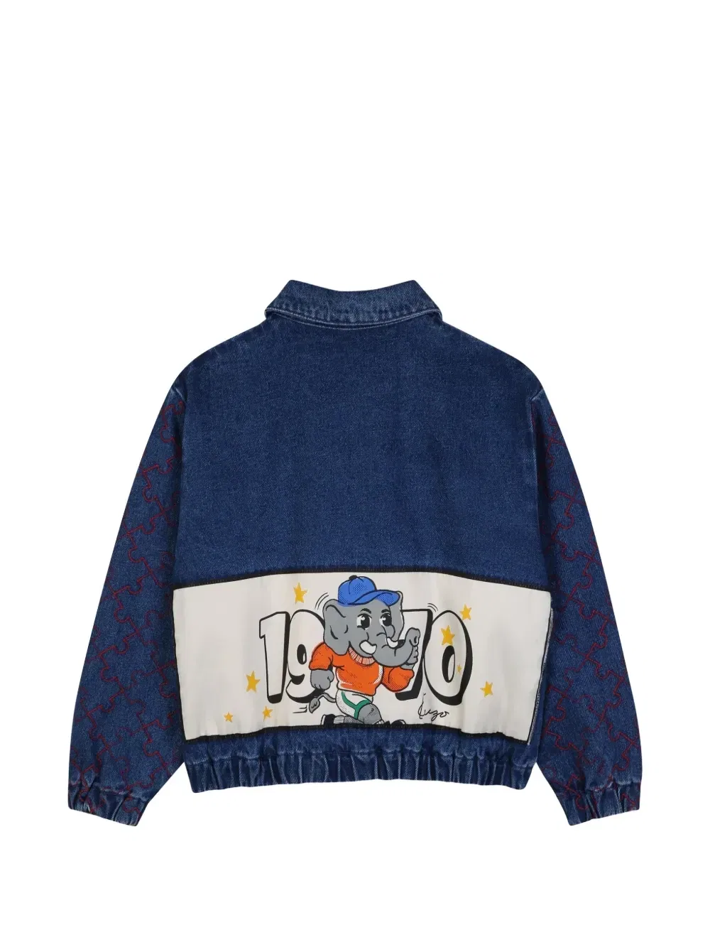 Джинсовая куртка с графическим принтом и панелями Kenzo Kids, синий — фото 2