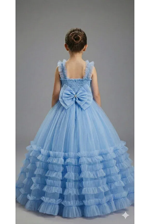 Детское платье для девочек с оборками Modallita, Baby Blue — фото 2
