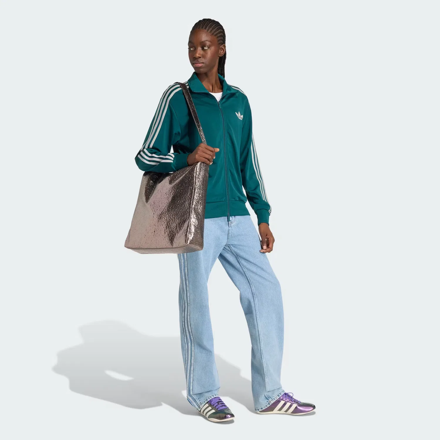 Женская спортивная куртка свободного кроя Firebird Track Top Loose Adidas Originals, насыщенный зеленый/серый — фото 3