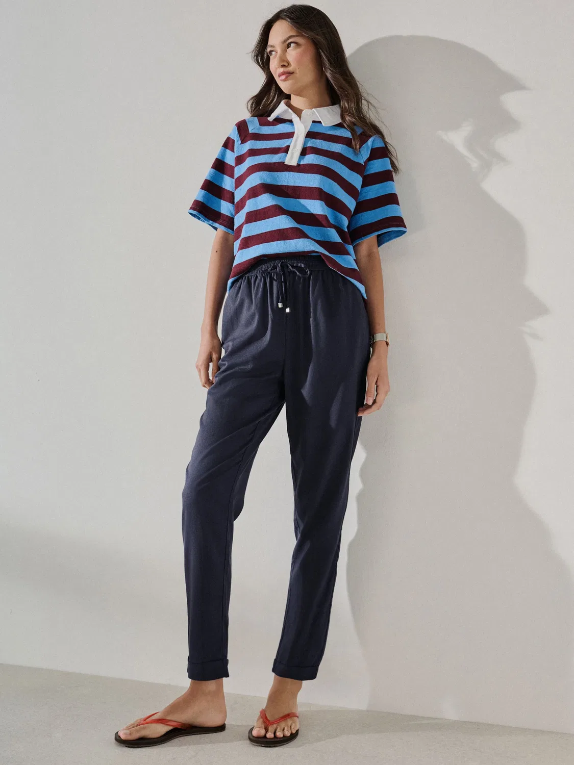 Брюки зауженные с эластичным поясом, модель Navy Blue Next, цвета Navy Blue