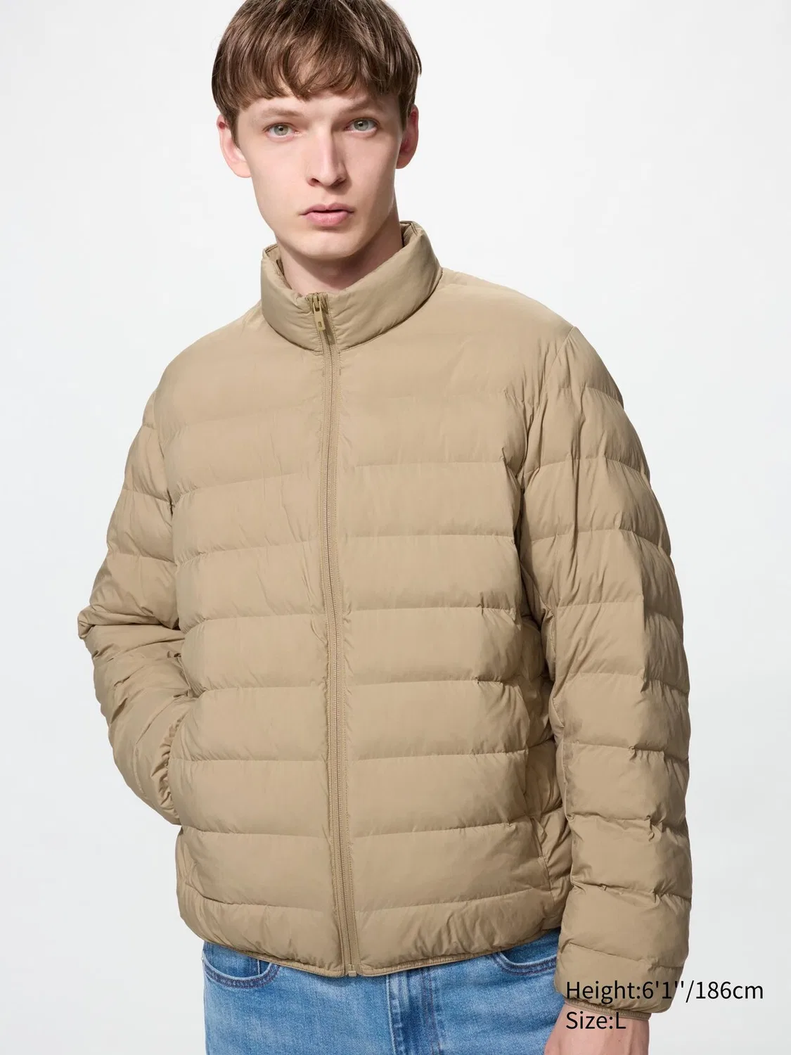 Куртка Uniqlo Pufftech, пуховая куртка для повседневной носки, бежевый