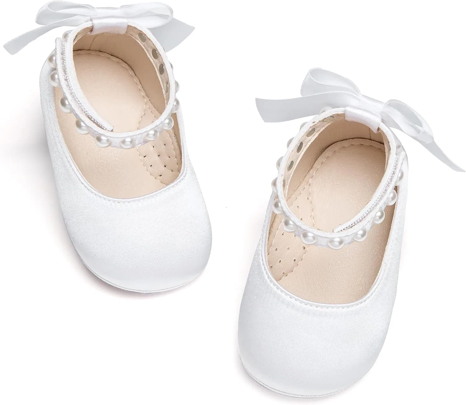Детские туфли Мэри Джейн для девочек PHIRAMIN, Satin White — фото 3