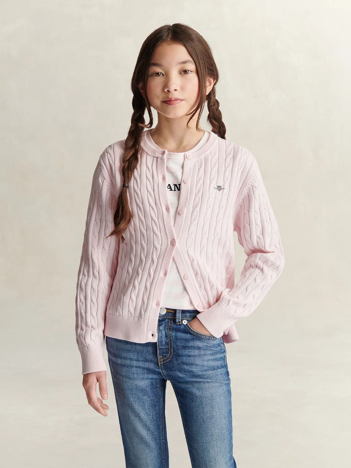 Кардиган с косами Shield, GANT, розовый