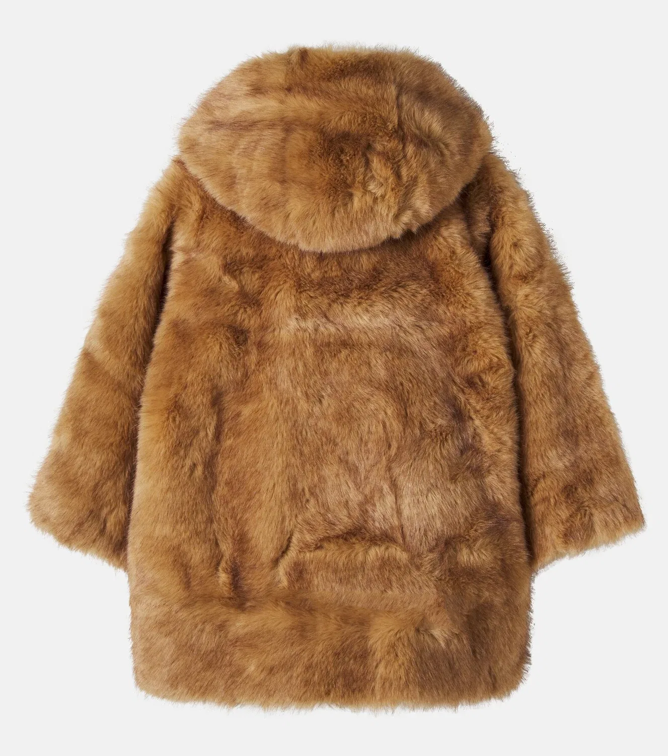 Плюшевое пальто с капюшоном Chloé Kids, коричневый — фото 3