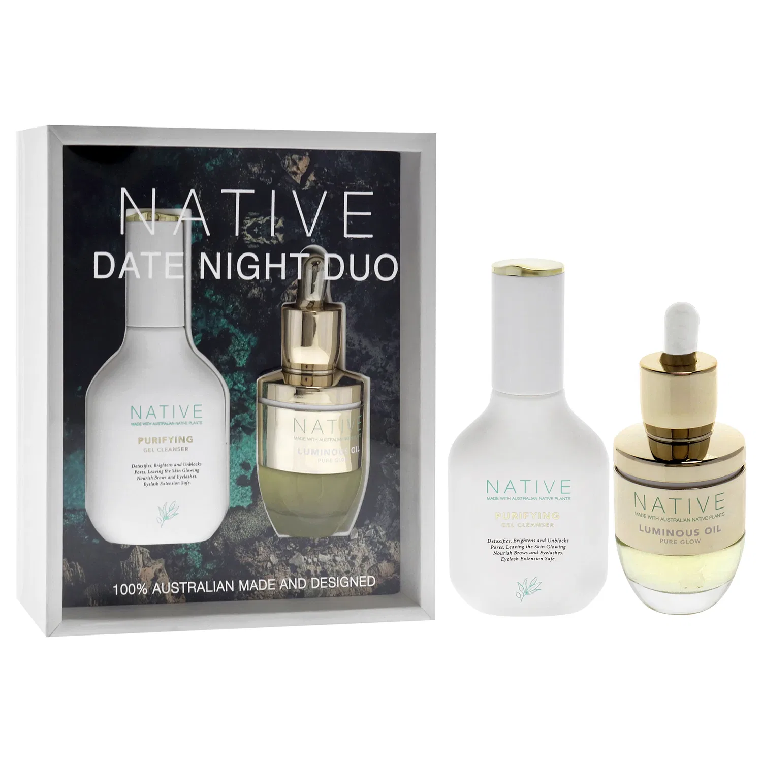 Набор Native Date Night Duo от Klara для женщин - 2 шт.: очищающий гель для умывания 38 г и масло для сияния кожи 38 г, мультиколор — фото 3