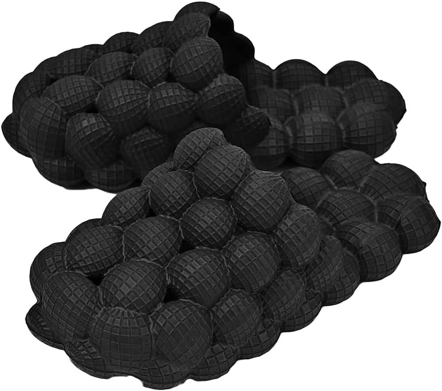 

Домашние тапочки Rojeam для женщин и мужчин, шлепанцы для душа EVA с массажными пузырьками, ванной, черный