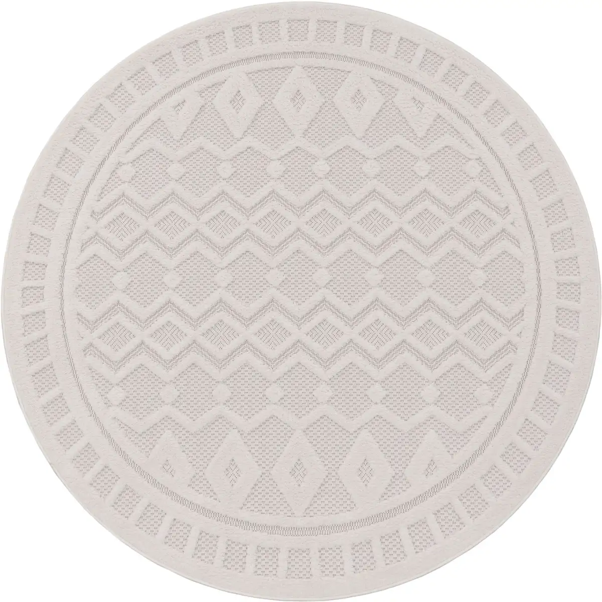 

Ковер Paco Home "Livorno 671", круглый, однотонный, скандинавский, ромбовидный узор, эффект "высокий-низкий", подходит для использования на открытом воздухе Ø 160 см, цвет creme