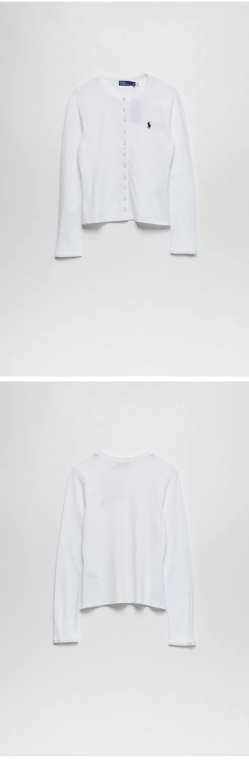 Женский кардиган с длинным рукавом из эластичной сетки белого цвета от Polo Ralph Lauren — фото 3