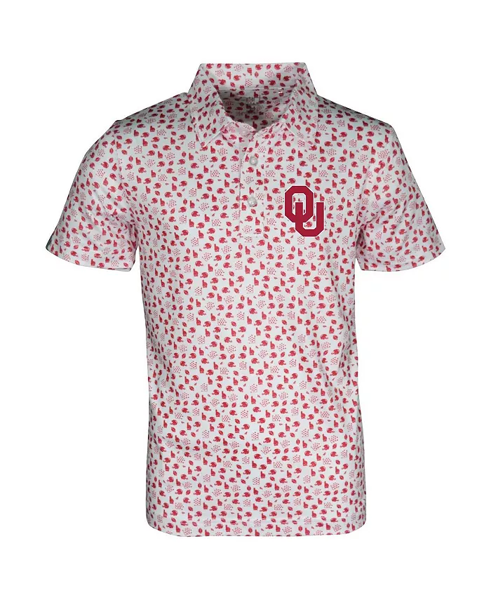 

Детская белая поло Oklahoma Sooners с принтом Earnest Allover Garb
