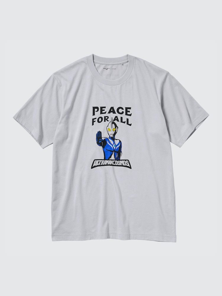 Футболка с графическим рисунком peace for all ultraman Uniqlo, цвет 02  серый — фото 2