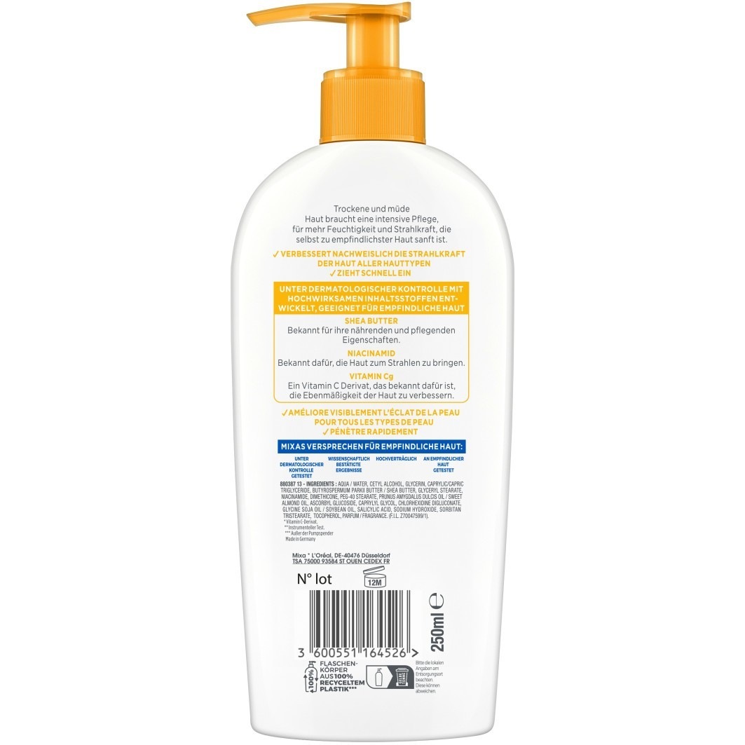 Лосьон для тела niacinamide bright Mixa, объем 250 мл — фото 2