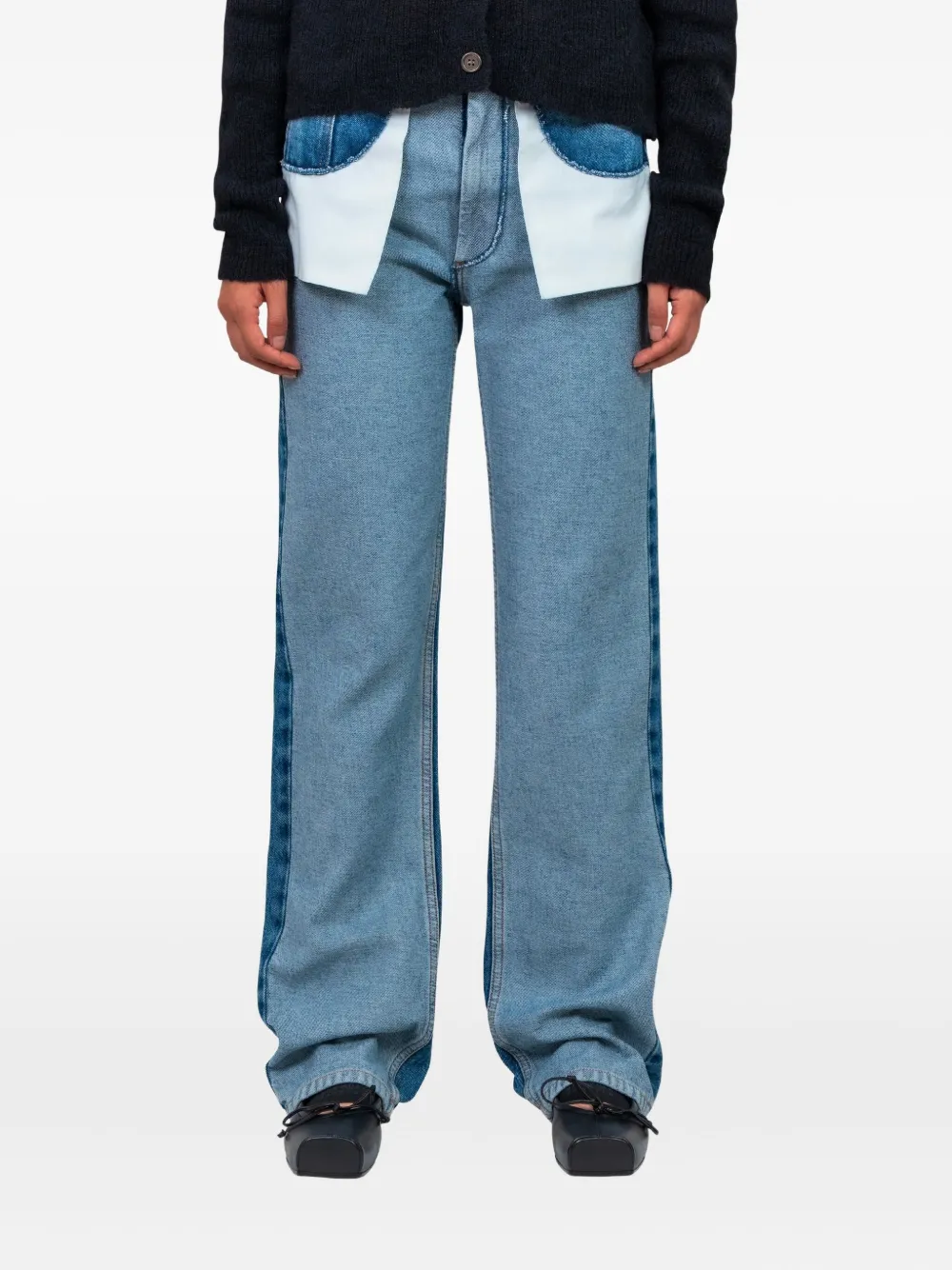 

Прямые джинсы с контрастными вставками Mm6 Maison Margiela, синий