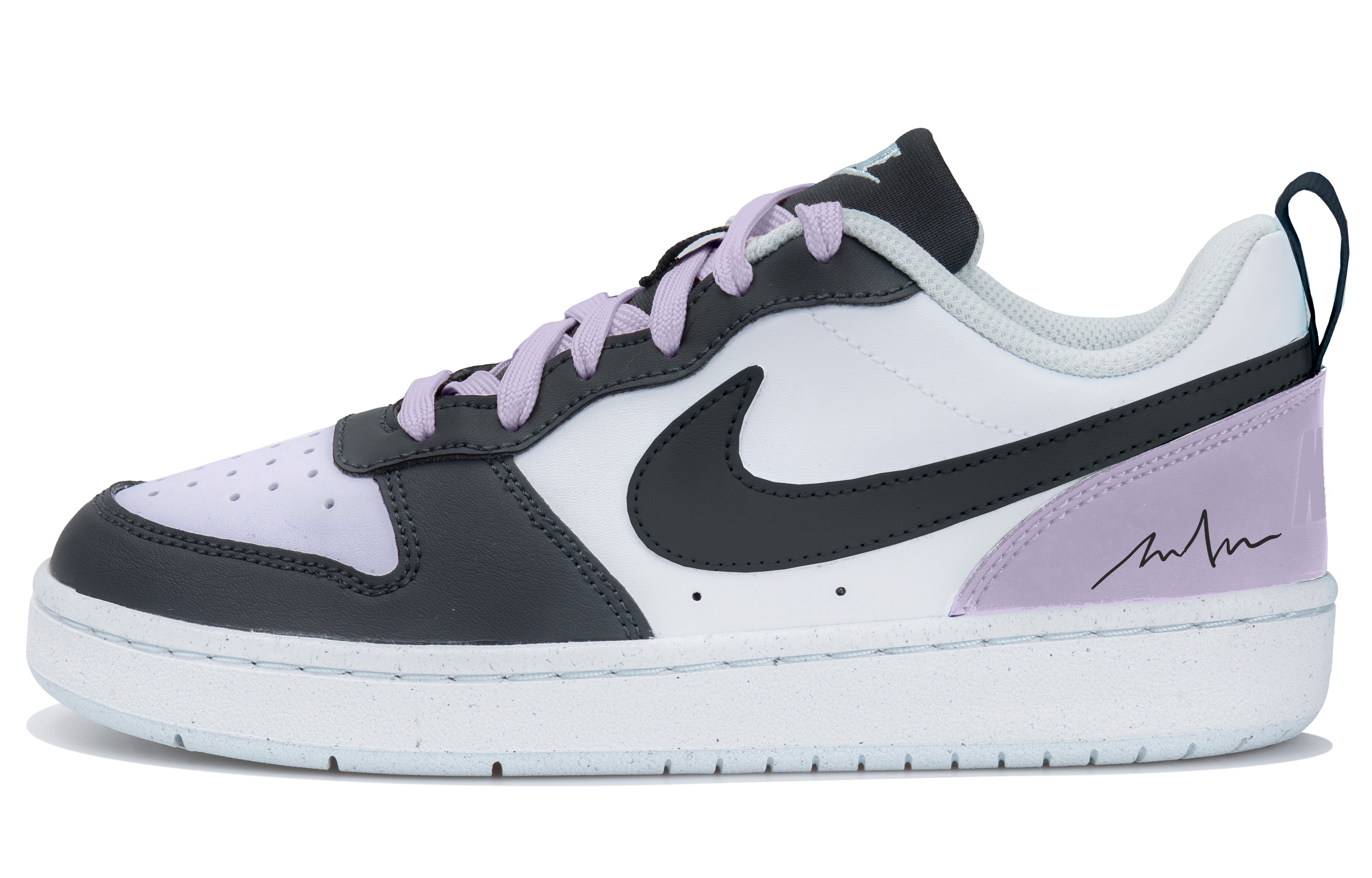 

Низкие детские кроссовки для скейтбординга Court Borough для подростков Nike, белый/черный/фиолетовый