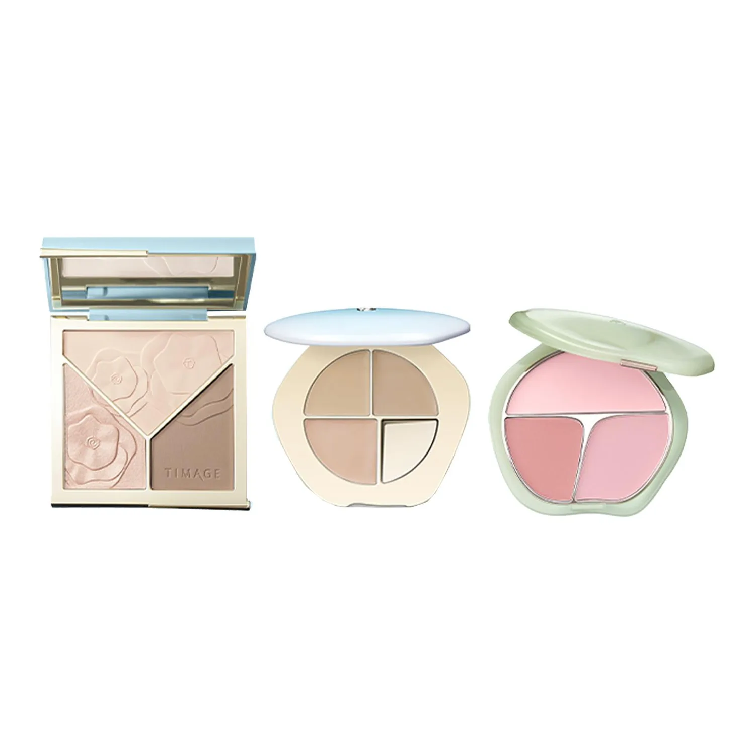 TIMAGE Набор корректоров для лица три в одном, (Suitable for Fair-Skinned Skin) Contouring Palette 02 Moon Glow+Concealing Palette 02 Jade+Blush 03 — фото 3