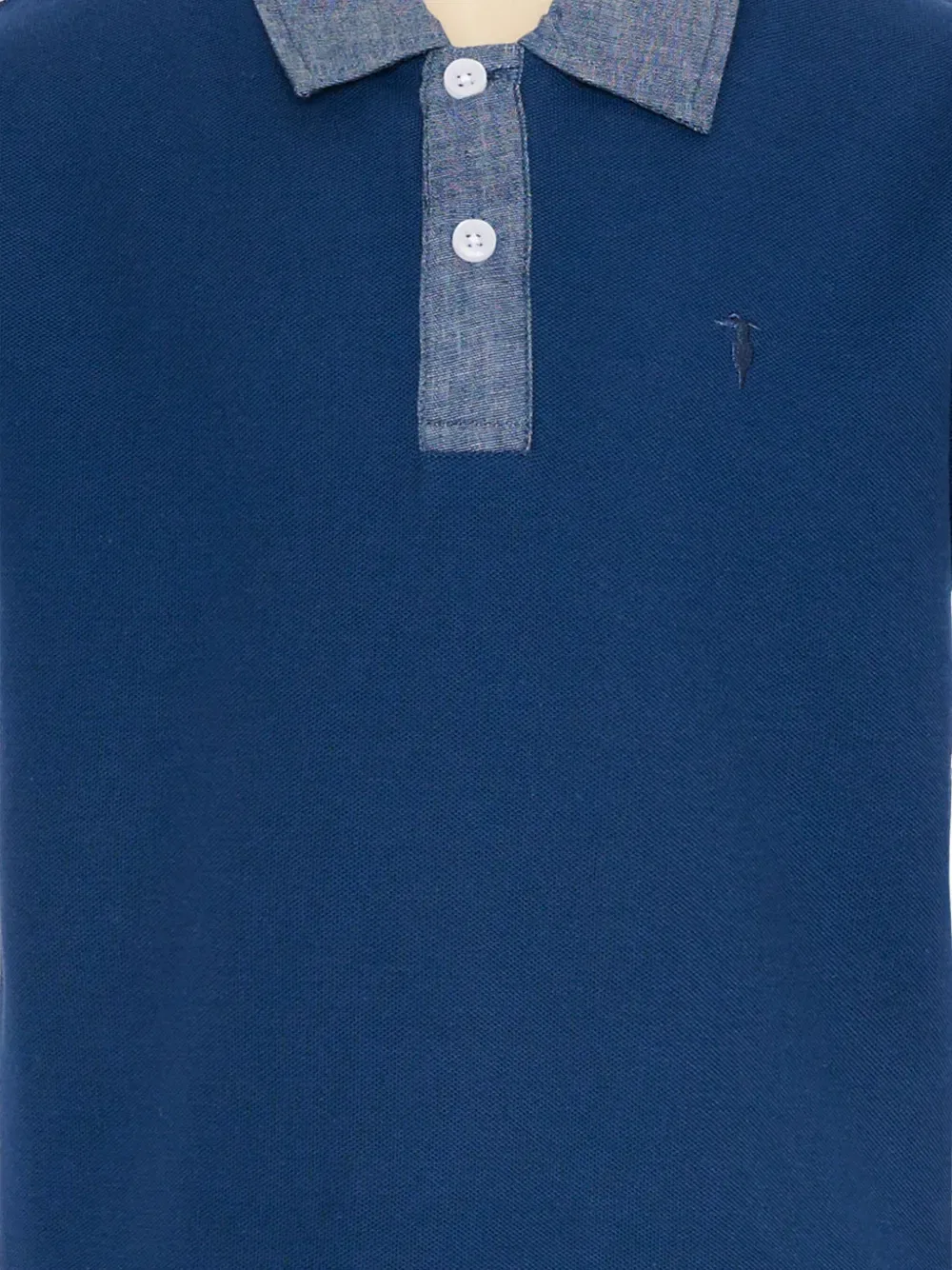 Рубашка-поло с контрастным воротником Trussardi Junior, синий — фото 3