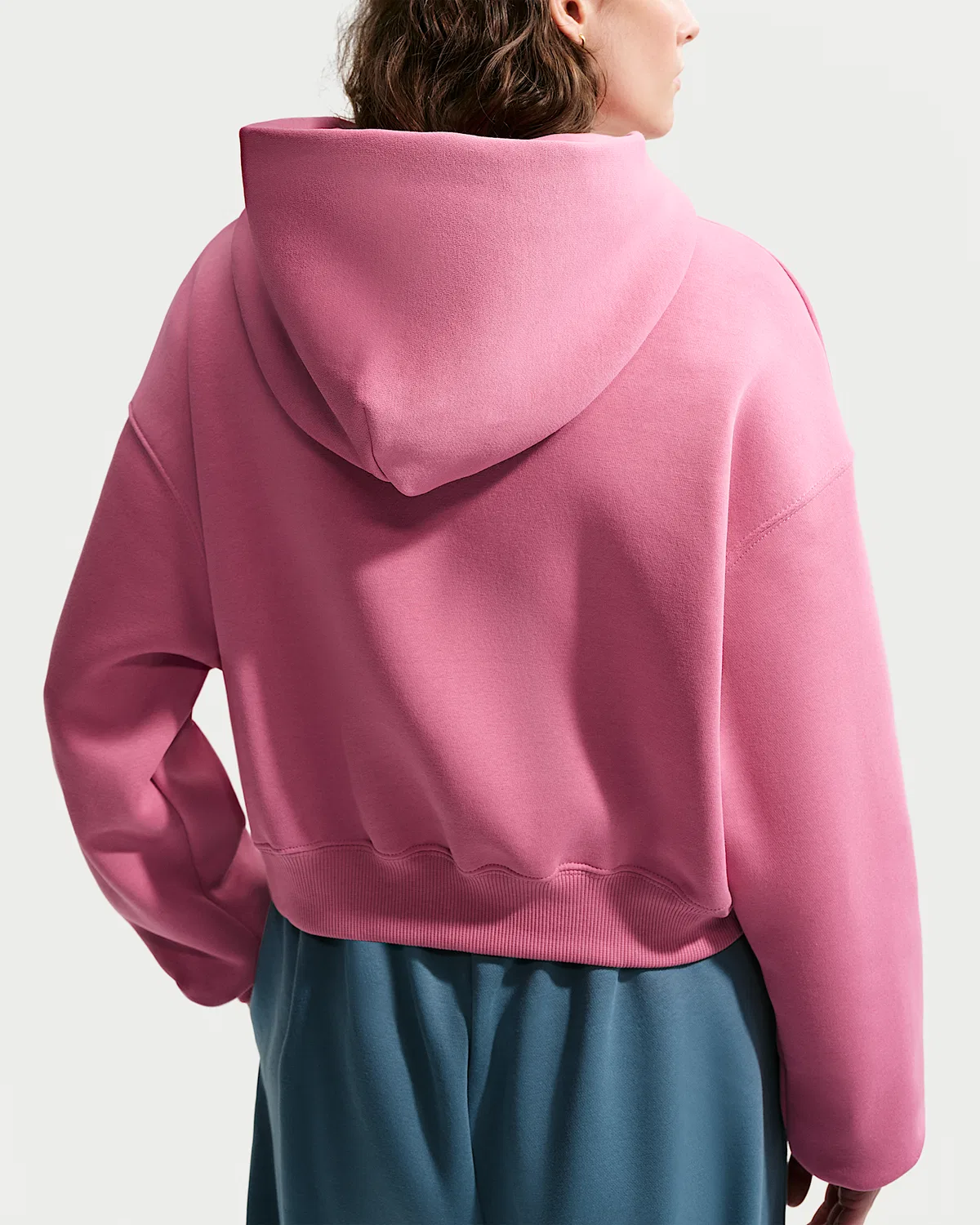 Женский оверсайз-кроп хенли худи Nike Sportswear Phoenix Fleece, Peony/Sail — фото 2