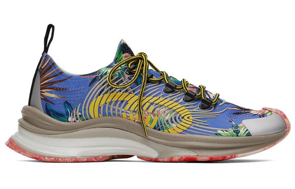 Кроссовки marble and floral run sneakers 'blue yellow white' Gucci, синий — фото 2